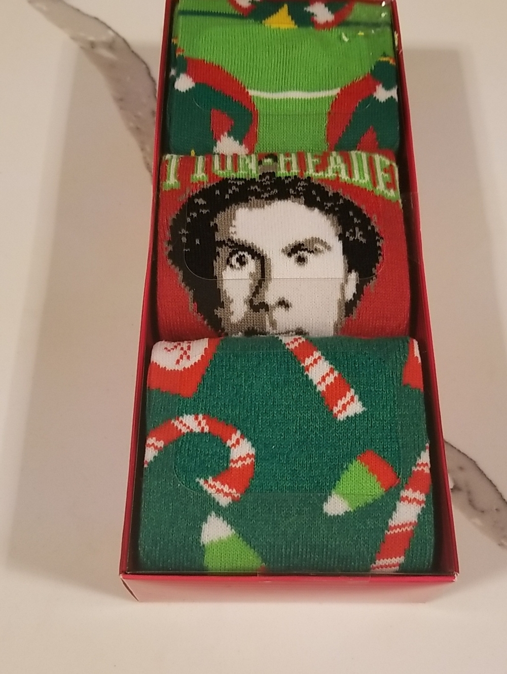 ELF Men's Green and Red Holiday Crew Socks Pack Christmas